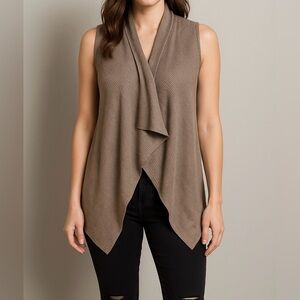Apt. 9 Shawl Collar Draped Sleeveless Top Taupe Brown Size Small EUC